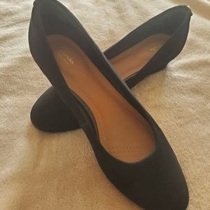 Clarks Artisan Black Suede Leather Womens Shoes Wedge Heel Size 8